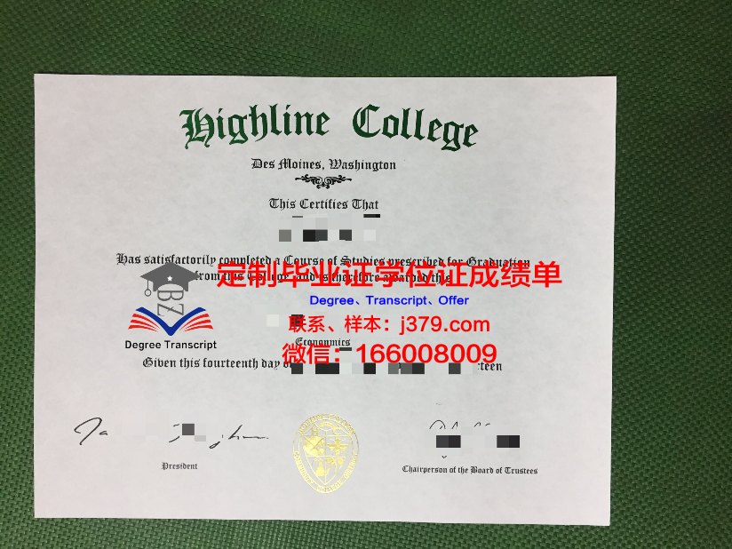 海莱恩学院毕业证外壳