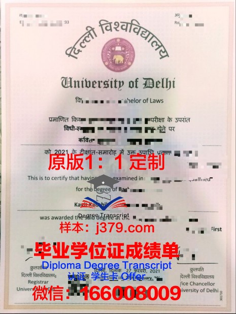 德里大学毕业证书外壳